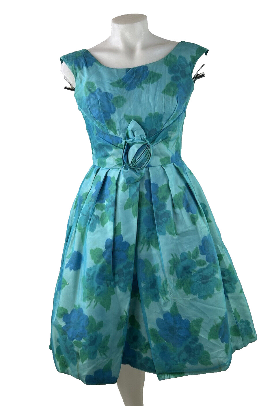 Vintage 50s Floral Tulle Cupcake Dress Womens Small Prom Hostess Mod Mad Men