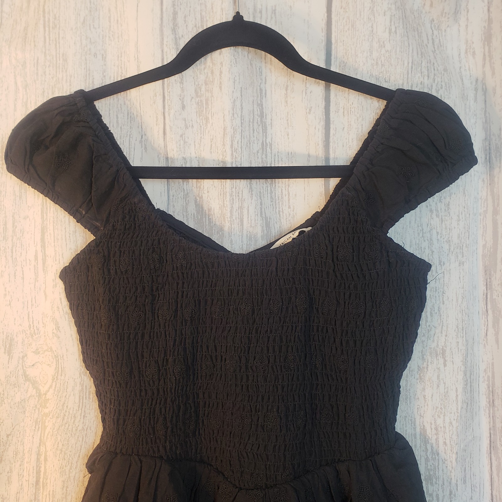 American Eagle Dress Womens Small Black Puff-Sleeve Classic Preppy