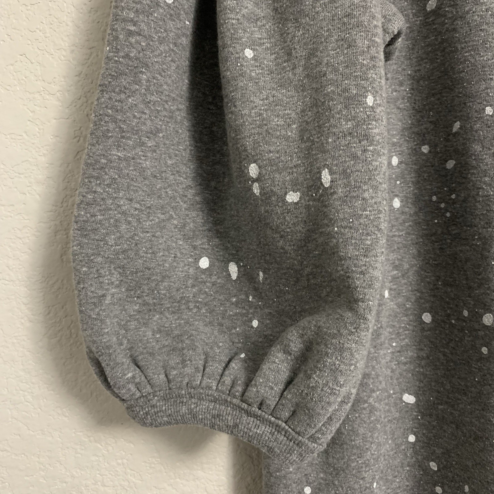 Clare V Sweatshirt Dress Womens M Drop Shoulder Puff Balloon Sleeve Grey Splash