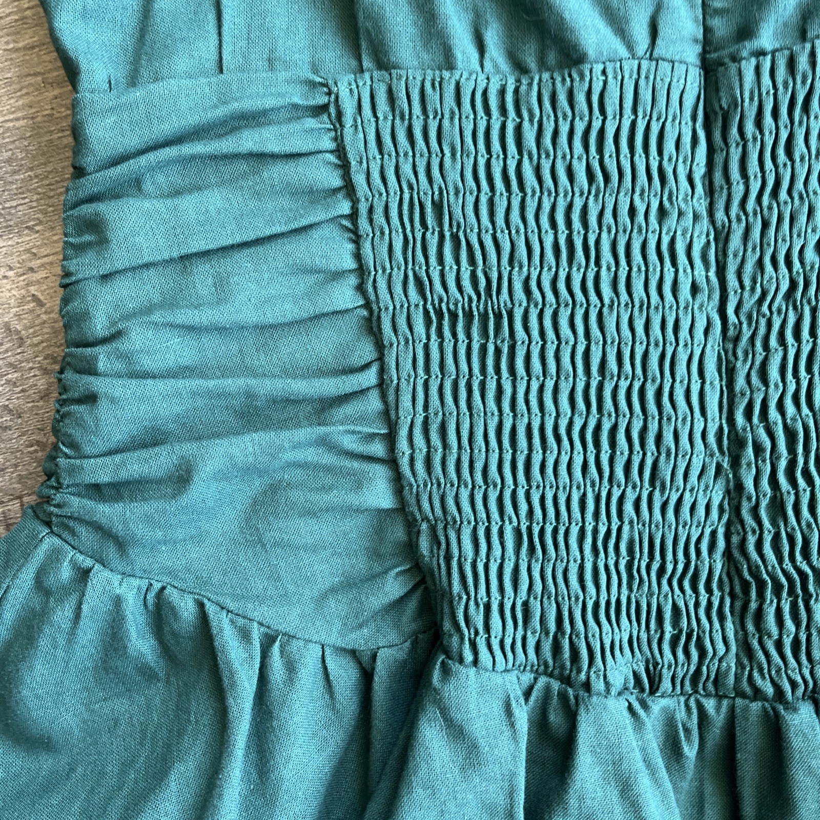All About May Tiered Mini Dress Cotton Linen Blend Balloon Sleeves Back Tie Sz 2