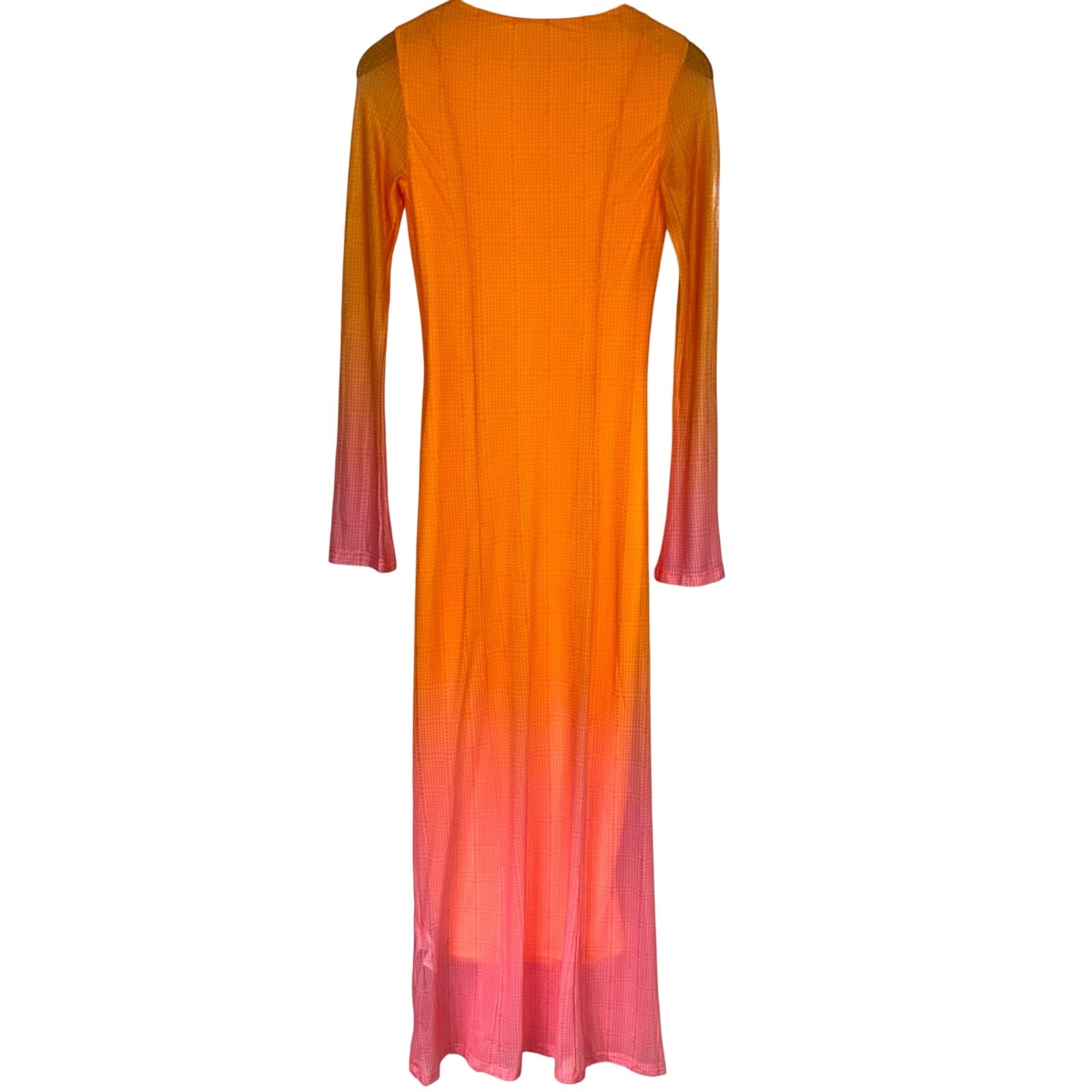 NWT Cider Miami Sunset Vacation Mesh Orange Pink Gradient Maxi Dress Size XXS