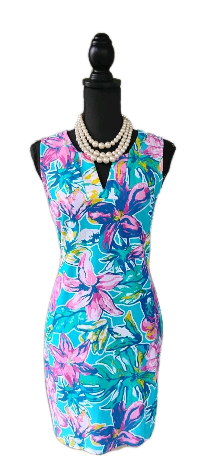 Aryeh Anthropologie Dress Sz S Knit Blue White Pink Yellow Women’s Sheath 4 6