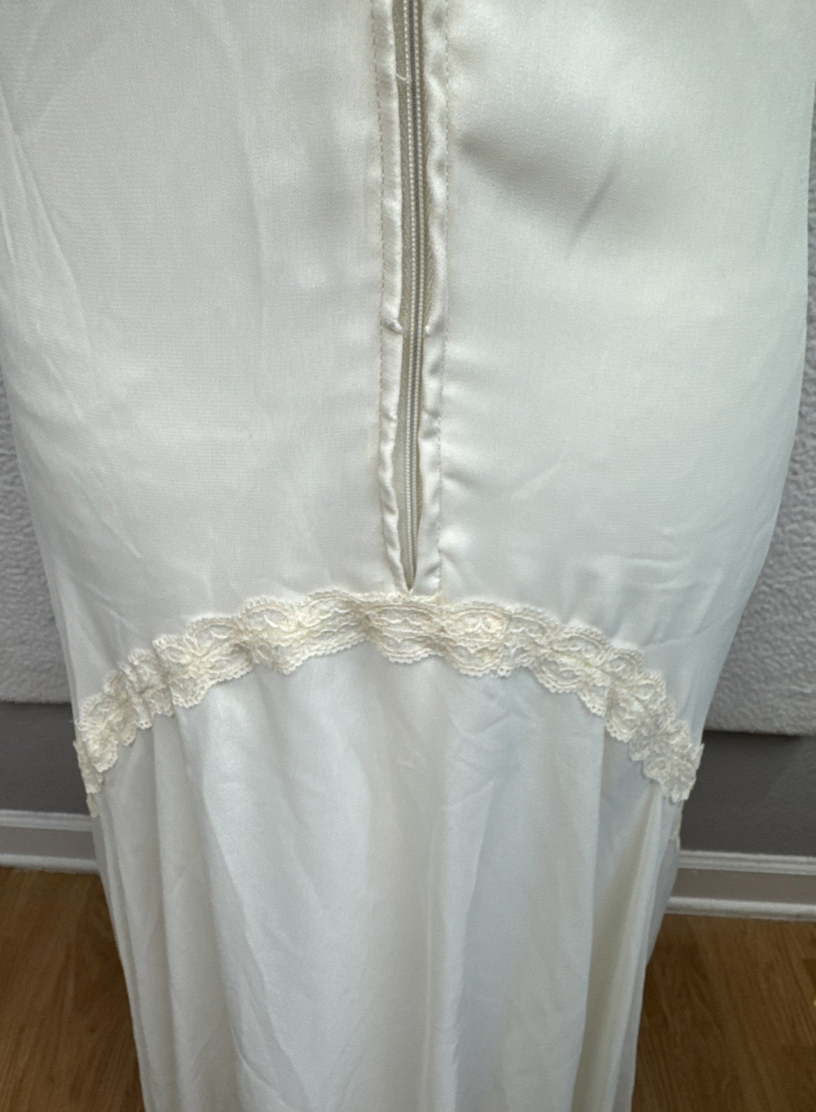 Women’s Ivory Cream Lace Bead Accent Maxi Dress Cottagecore Bridal Elegant