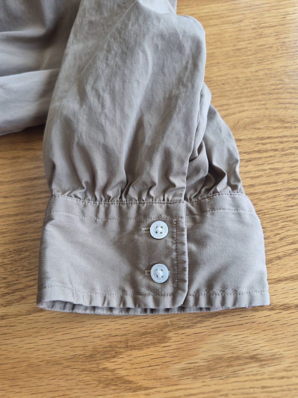 Polo Ralph Lauren Puffed Sleeve Cotton Shirt Dress Womens Midi Pockets Khaki 6