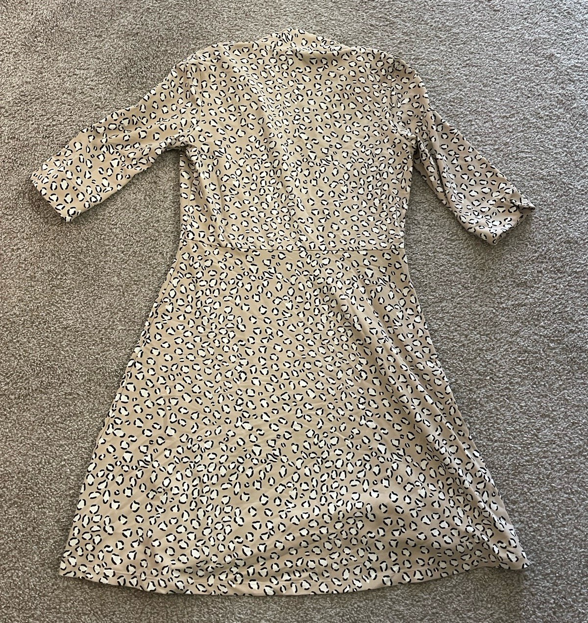 J. MCLAUGHLIN Tan Black White Cheetah Pattern Collared Stretch Dress Sz S