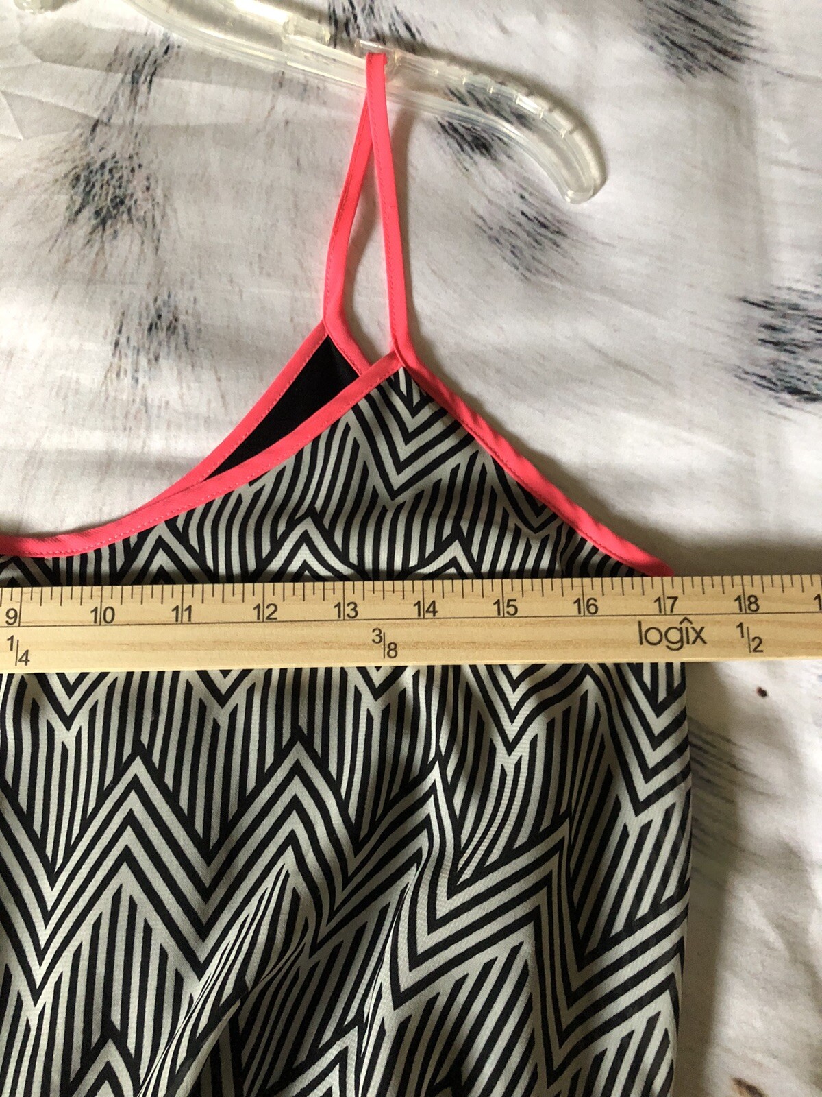City Triangles Black/White Neon Pink Spaghetti Strap Mini Dress Lined Size Med