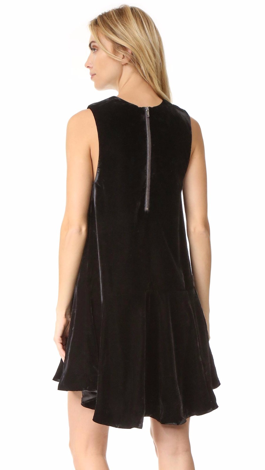 NWT FREE PEOPLE SzS SOFT FOCUS SLEEVELESS DROP-WAIST VELVET DRESS BLACK $168