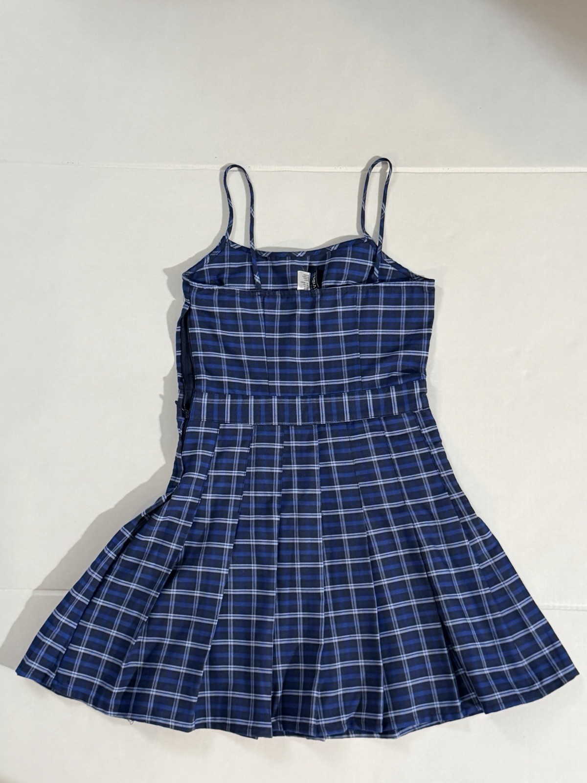 Divided by H&M Blue Plaid Pleated Dress in Size XS / EU Size 34
