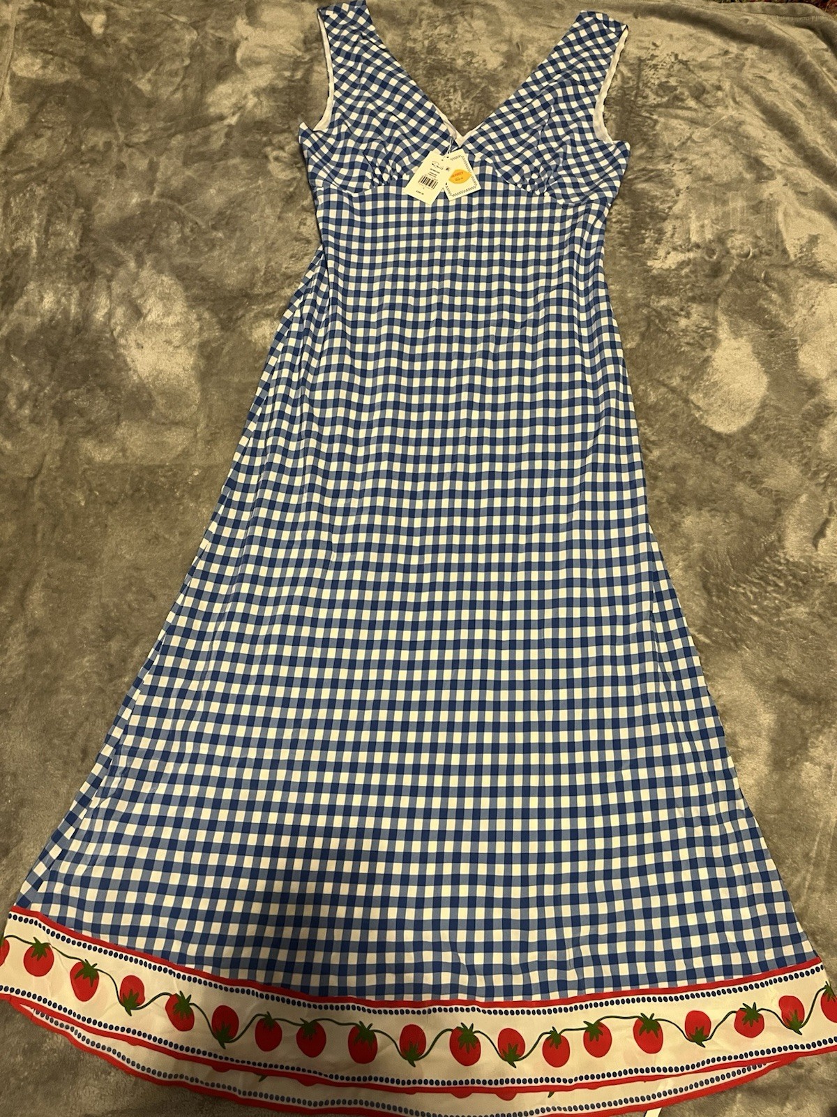 $268 Rails Serafina Women’s Blue Gingham Tomatoes Dress Size L