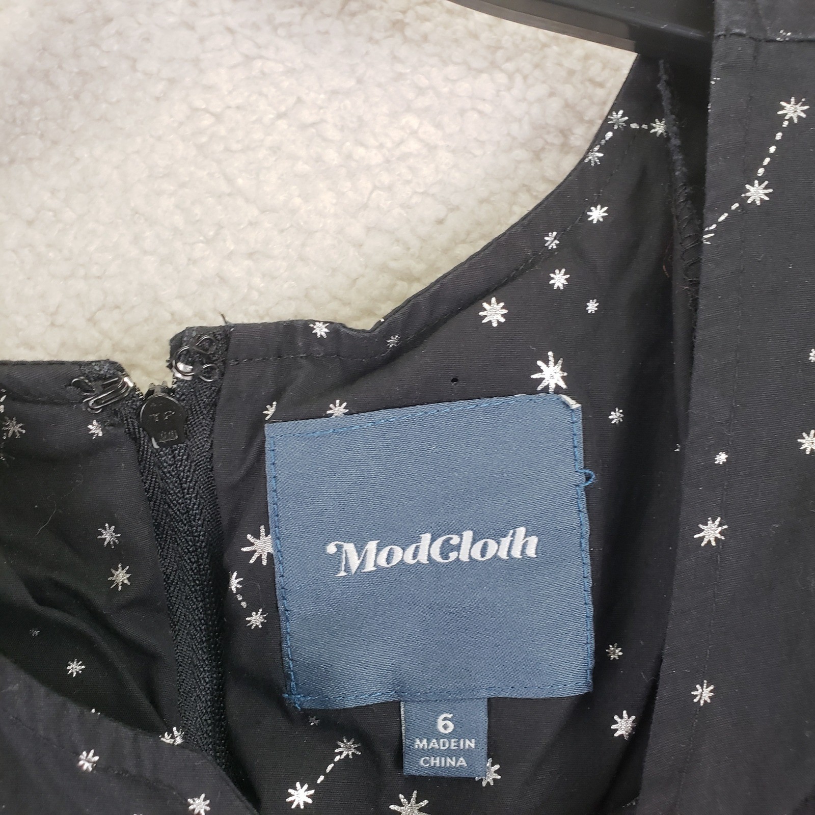 ModCloth Celestial Constellation Fit & Flare Dress Womens 6 Black Retro Indie