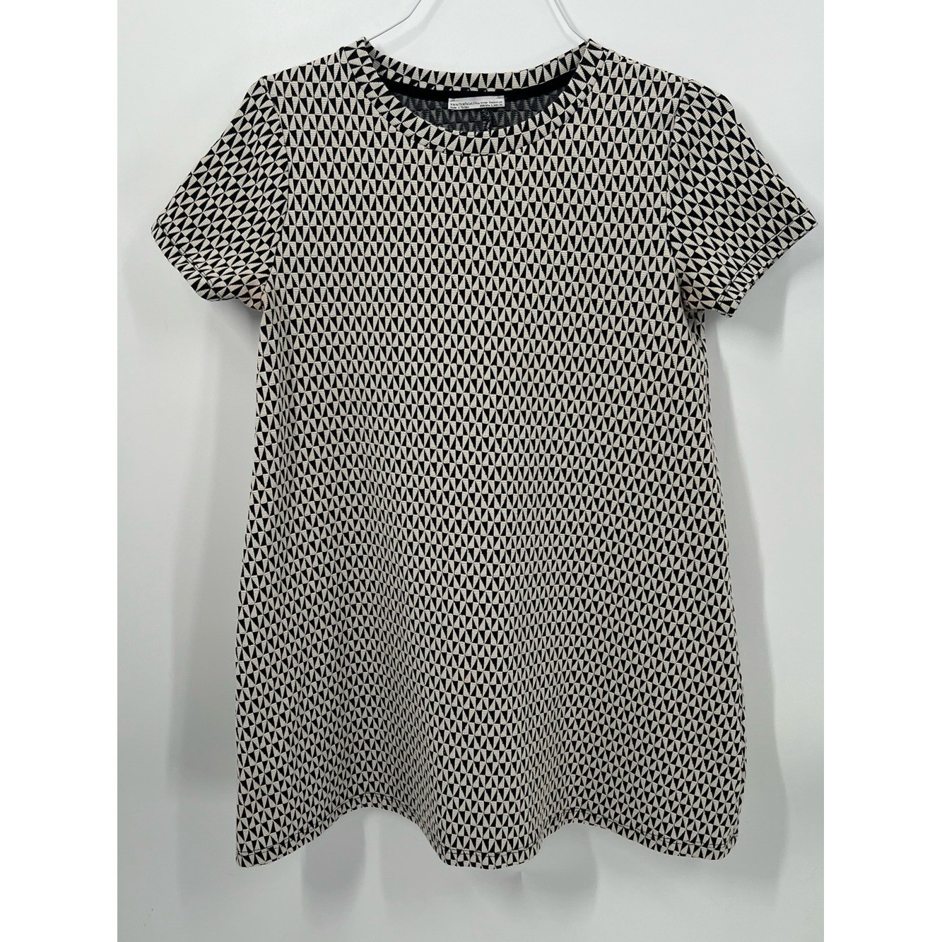 Zara Trafaluc Black & White Geometric Textured Mini Dress Size Large