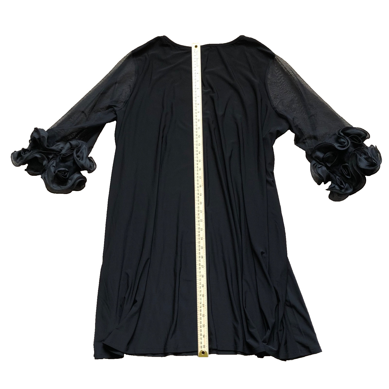 NWT Nina Leonard Black Mesh Sleeve w/Ruffle Cuff Dress Sz 3X Wedding Graduation