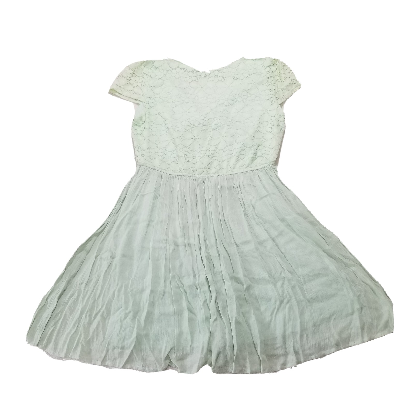 NWT Bow + Arrow Green V Neck Dress Lace Buttons Lined Medium 033