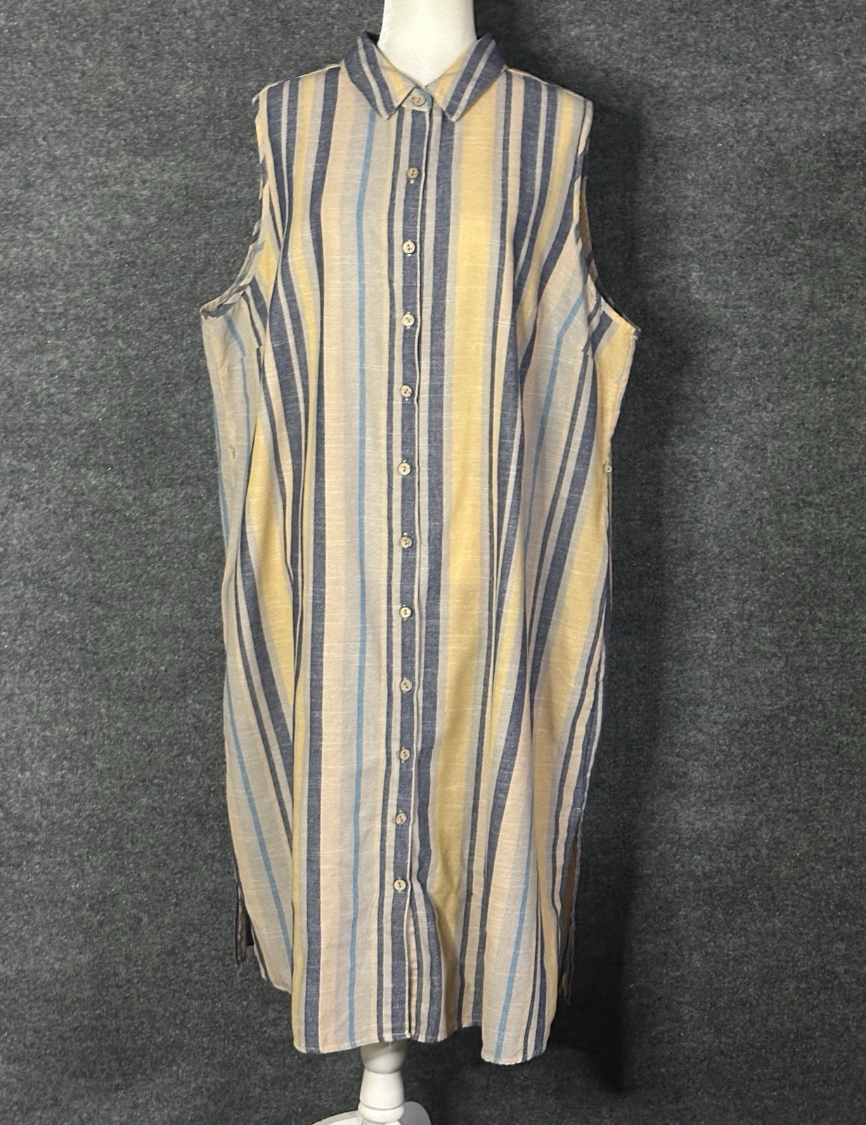 Mile Gabrielle Strips Cute Boho Kaftan Sleeveless Dress Size 3X CM5241