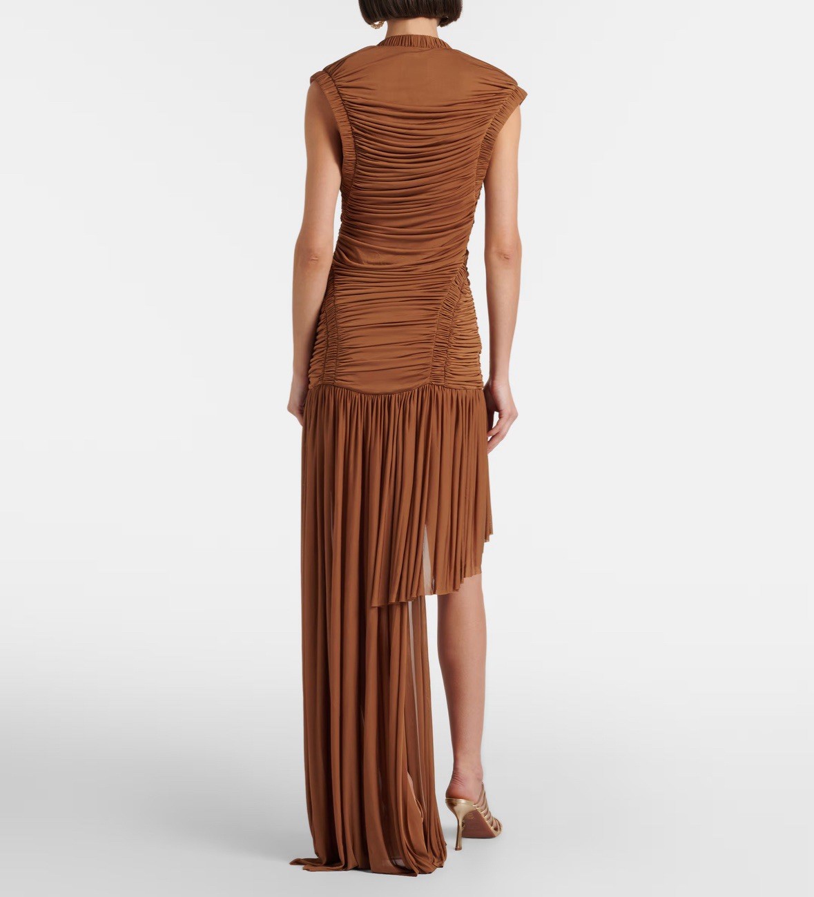 Christopher Esber Theron Draped Ruched Gown In Brown AU 6 US 2