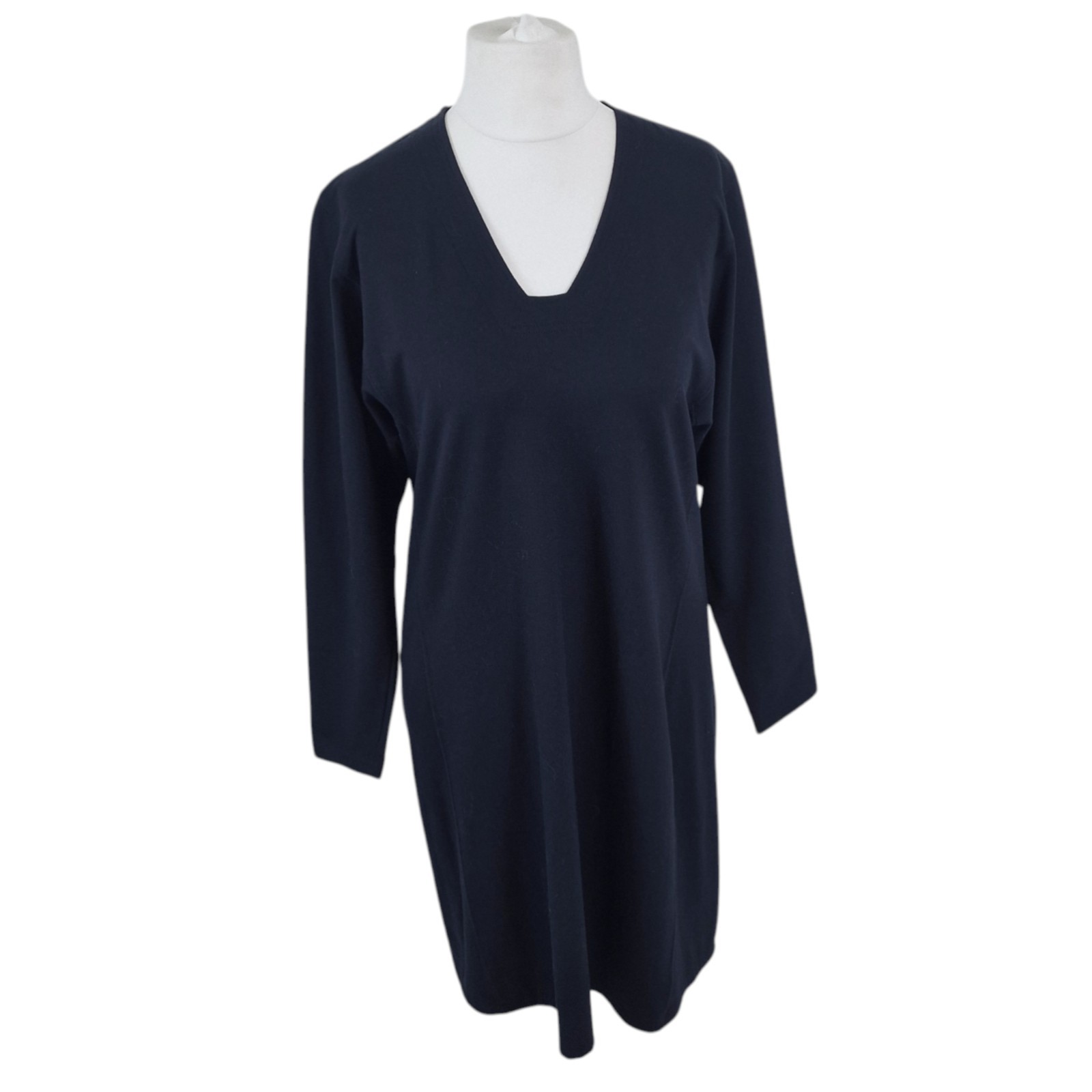 Peruvian Connection Jersey Dress Pima Cotton Black Minimalist Womens Size L