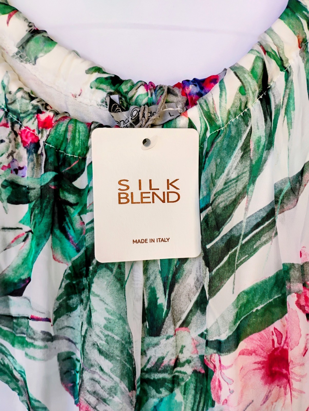 ELENA BALDI ELEGANT TROPICAL SILK BLEND BRAIDED STRAPS SUMMER DRESS – Italy
