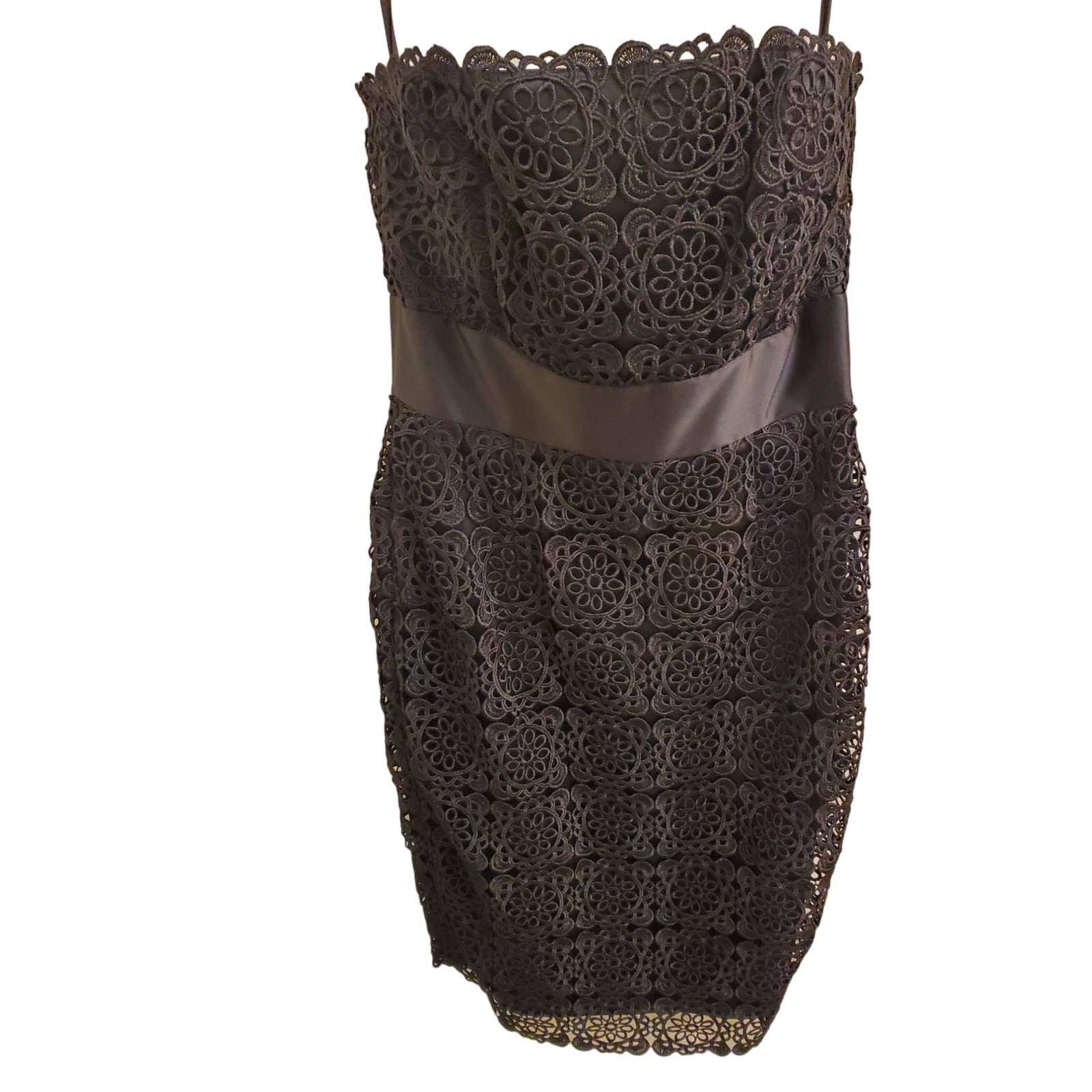 White House Black Market Strapless Black lace dress, size 2