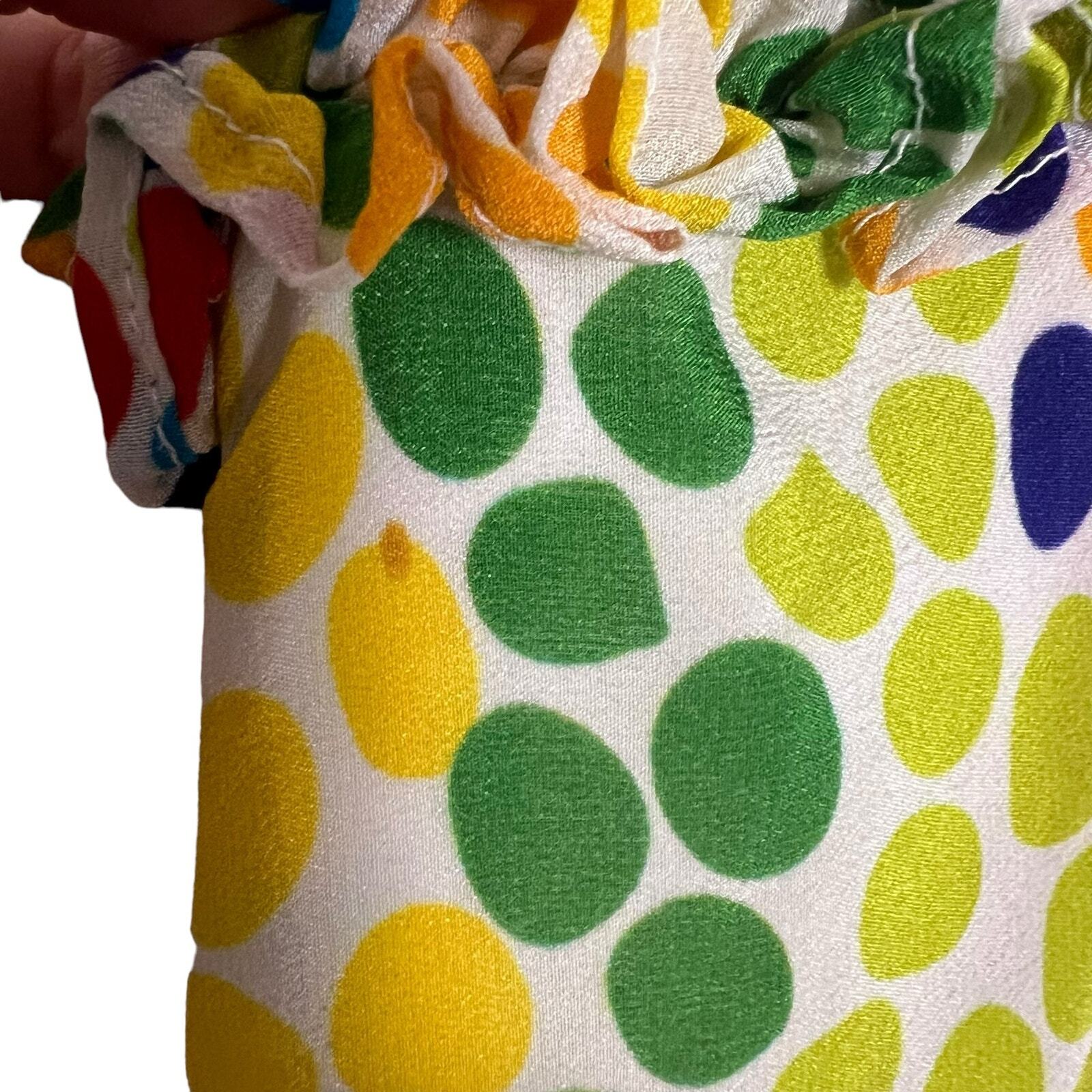 All Things Mochi Blessica Rainbow Polka Dot Print Tiered Silk Mini Dress Sz S
