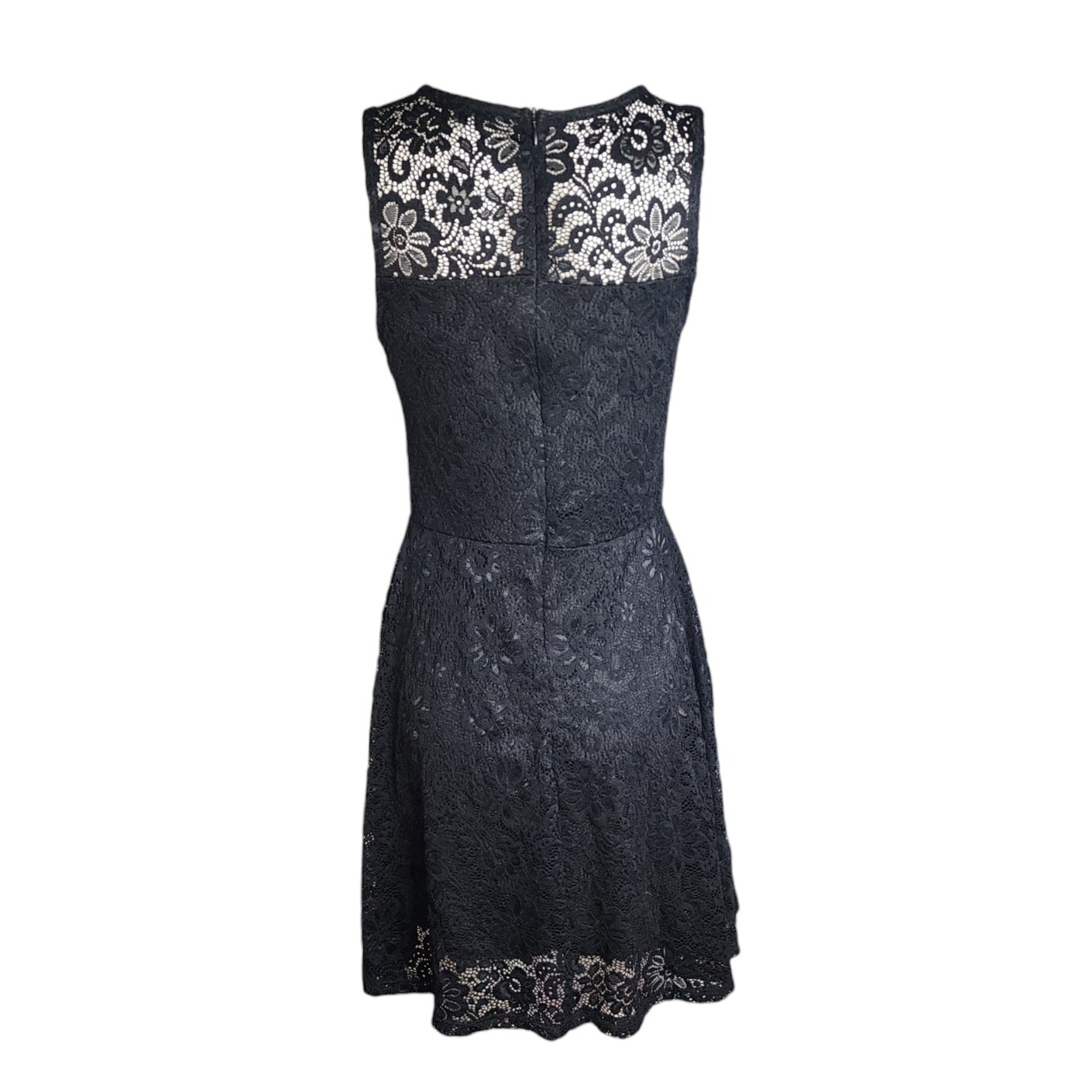 AMBIANCE Solid All Black Lace Overlay Sleeveless Dress Womens Size L Large