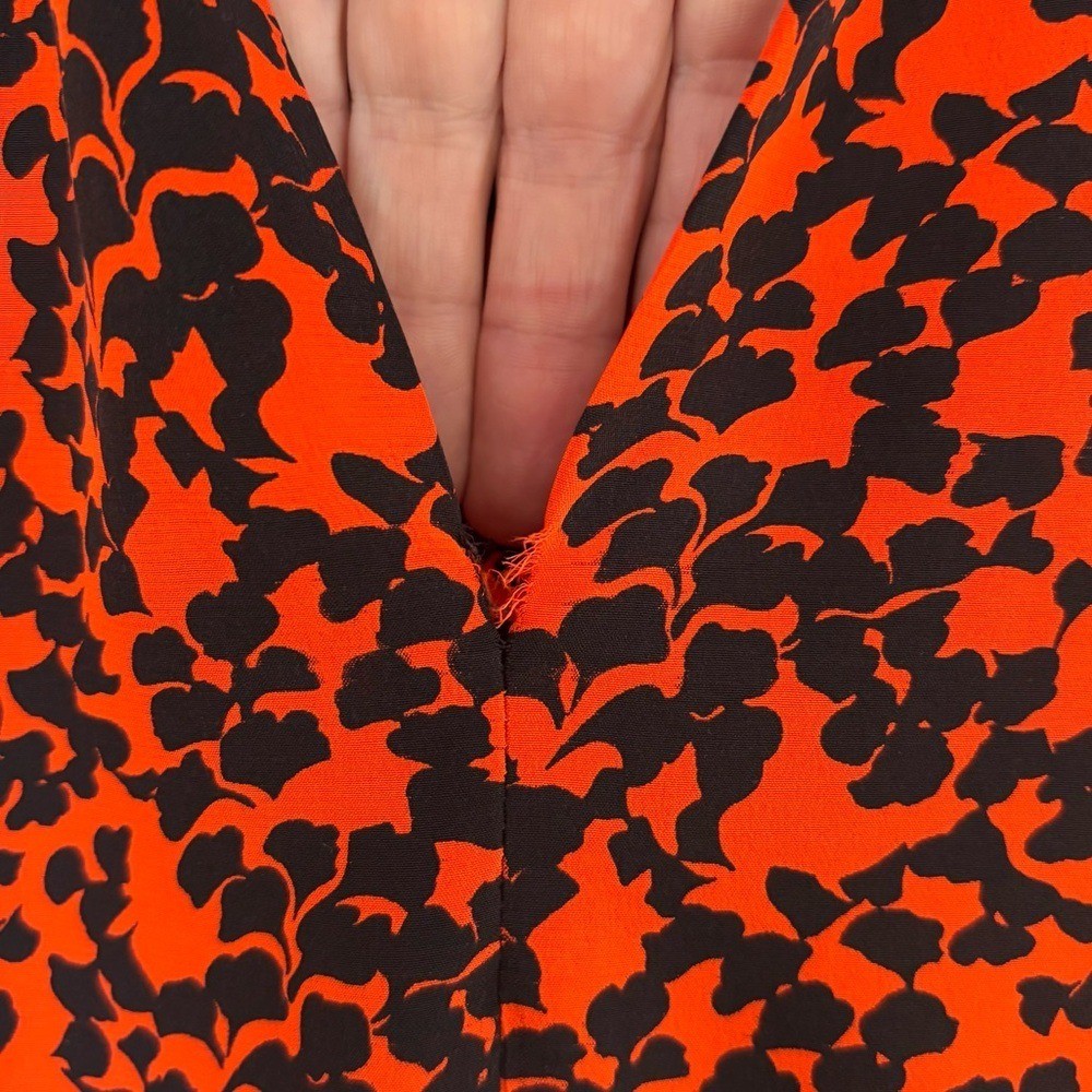 Equipment 100% Silk Orange Black Pattern Front Pockets Mini Dress Workwear XS