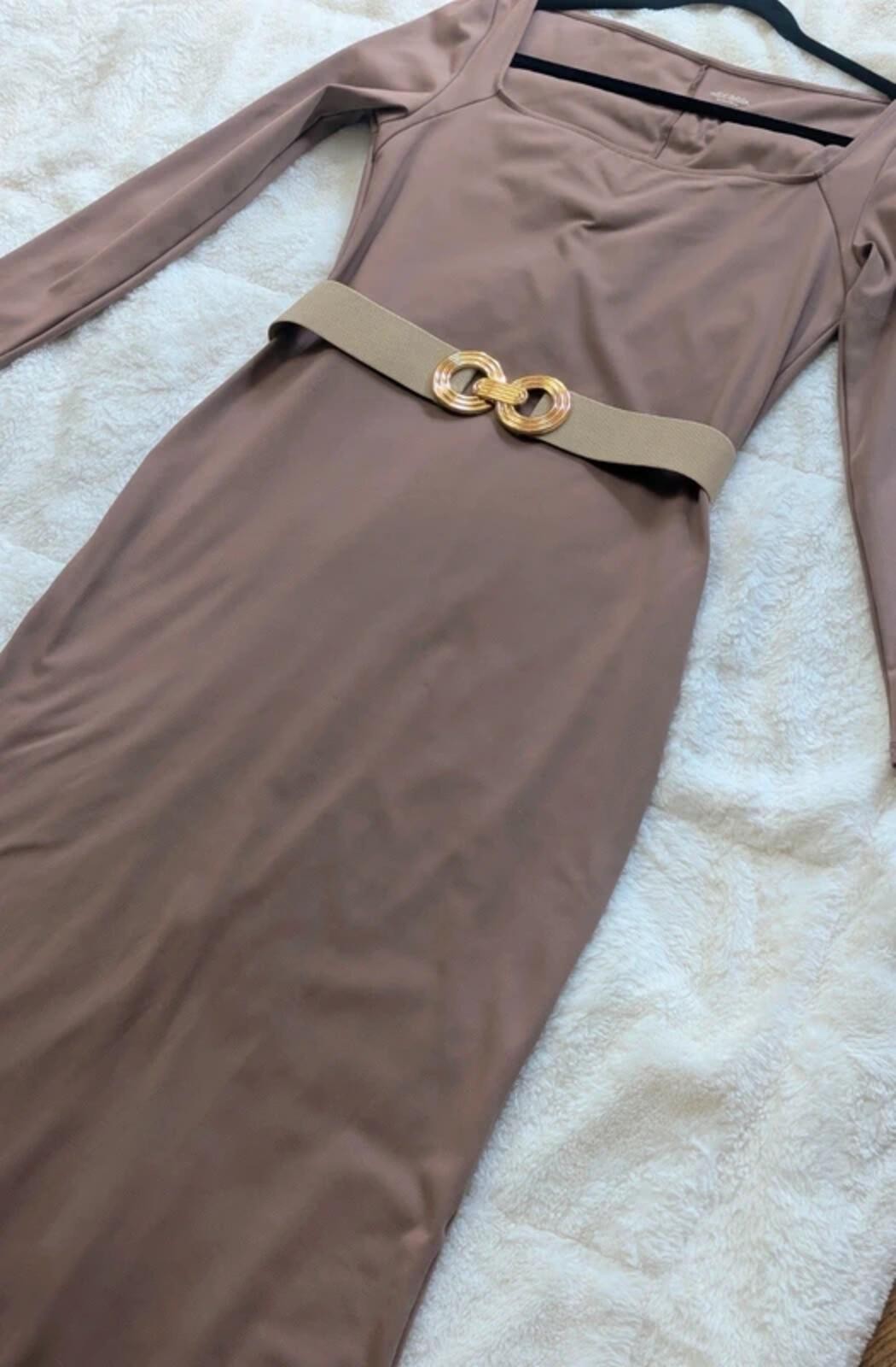 Taupe Square Neck Bodycon Midi Dress, Wild Fable ButterBliss, Size L
