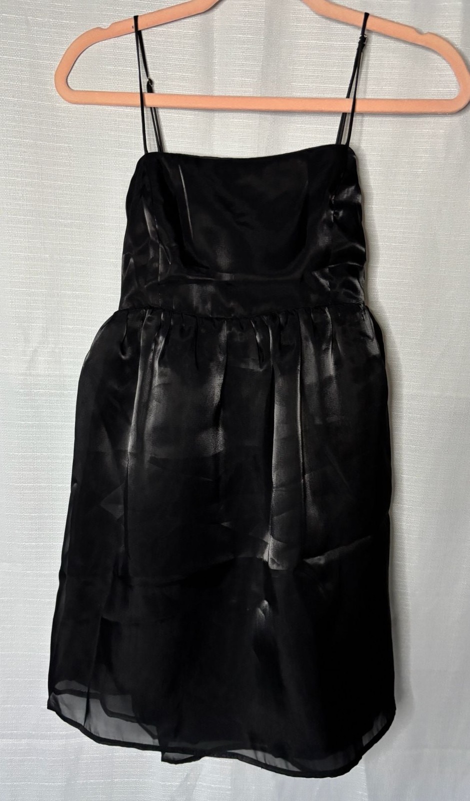 The Vintage Shop Black Satin Spaghetti Strap Mini Dress with Bow Back