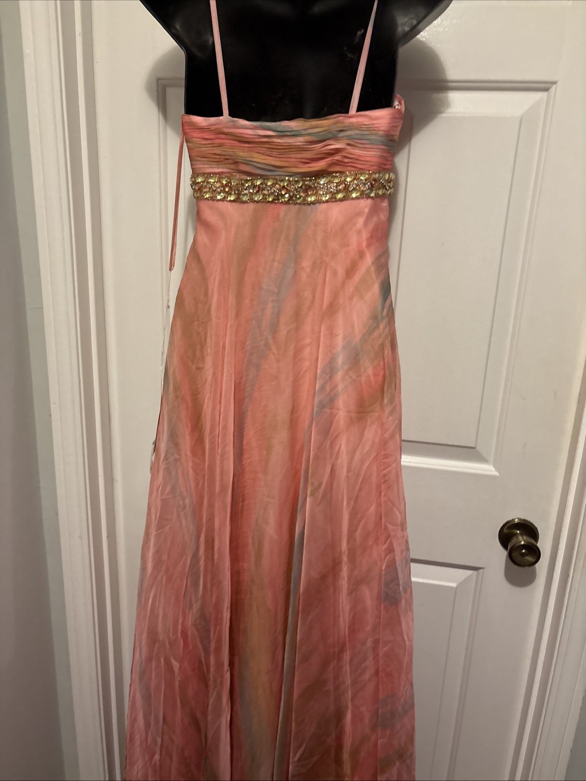 Vintage Y2K Dave & Johnny Size 4 Pink And Blue Swirl Chiffon With Flowers At Not