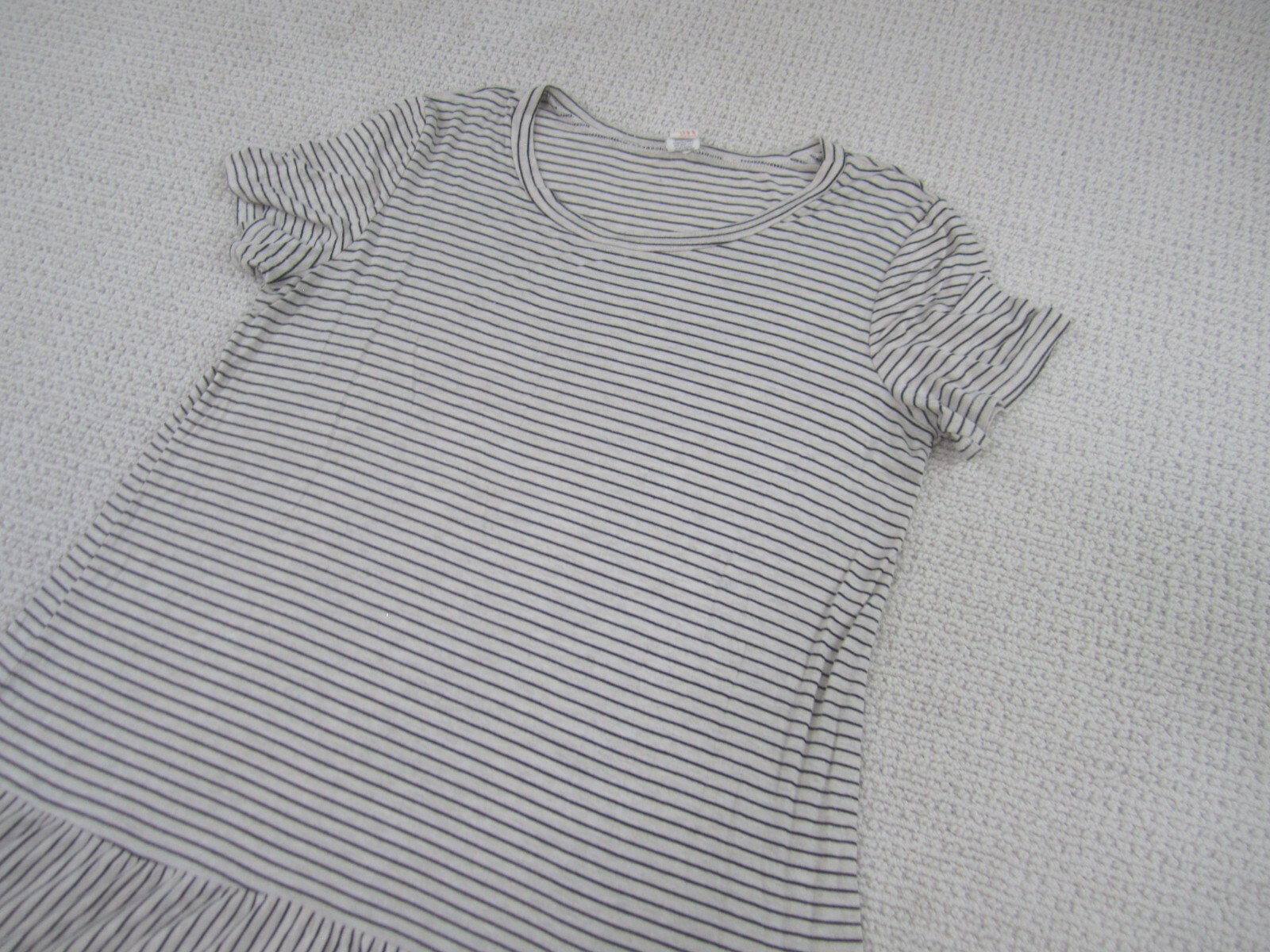 7th Ray Dress Womens Large Beige Striped Casual Fit & Flare Cap Sleeve