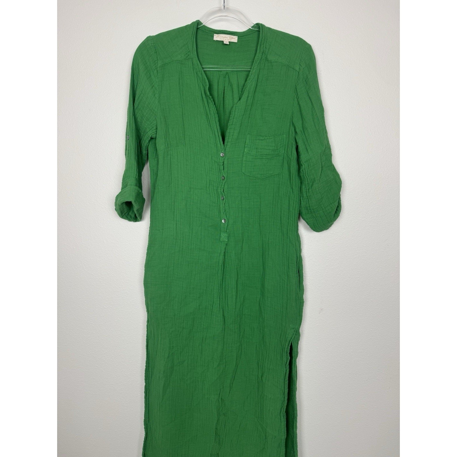 Everyday Ritual Gauze Kaftan Maxi Dress Womens Small Lush Green Summer