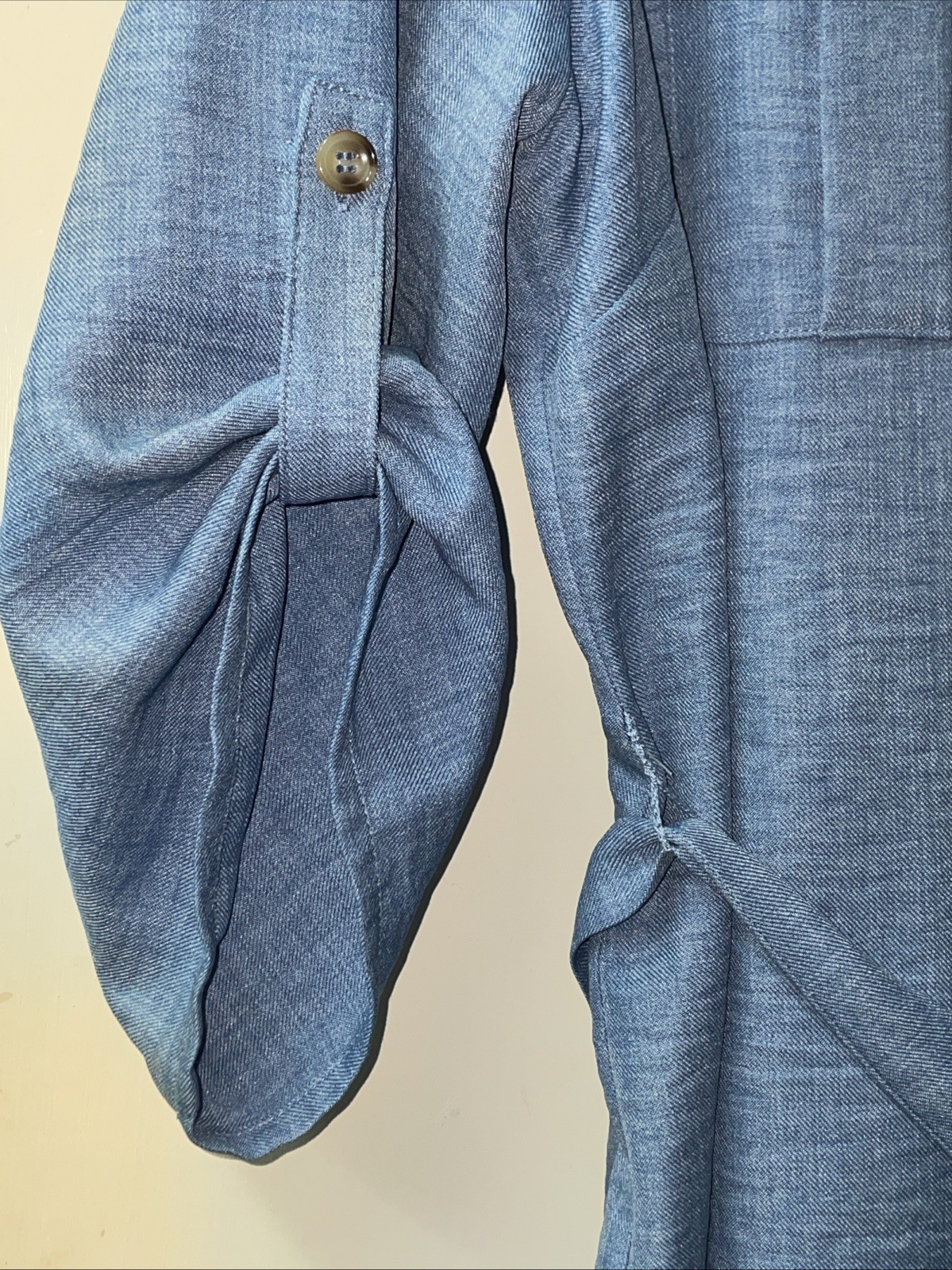 Emma And Michelle Large Blue Chambray Polyester Shirt Dress Women’s