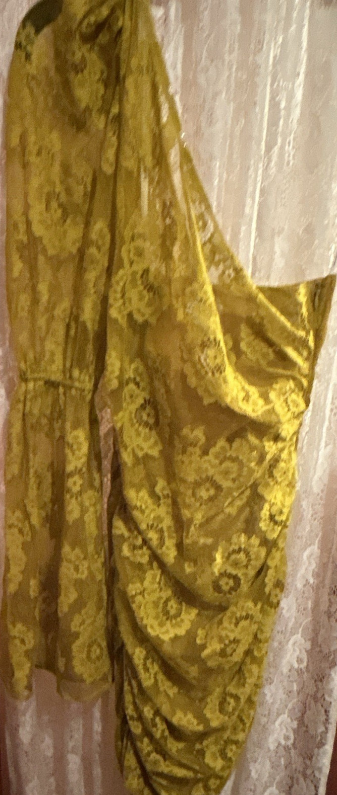 For Love & Lemons Yellow Lace Asymmetric One Shoulder Mini Dress XS