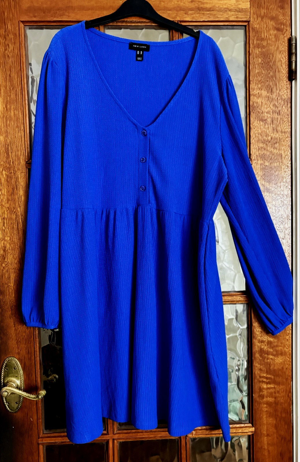VGC Ladies DOROTHY PERKINS Plain ROYAL BLUE SINGLE TIERED PEPLUM Smock Dress 18