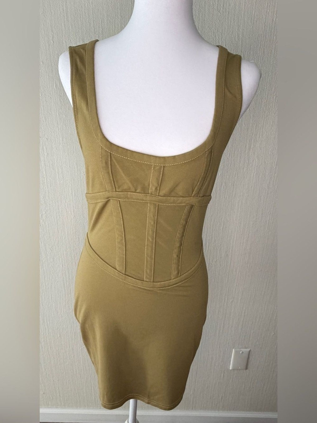 Urban Outfitters Corset Bodycon Mini Dress Olive Green Medium NWOT