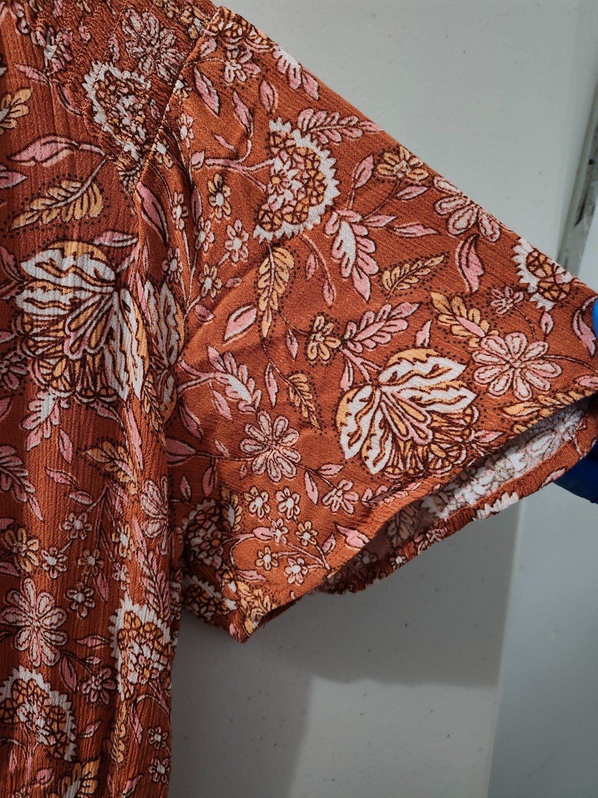 Knox Rose Dress Womens S Orange Rust Flutter Short Sleeve Tier Maxi Floral Boho