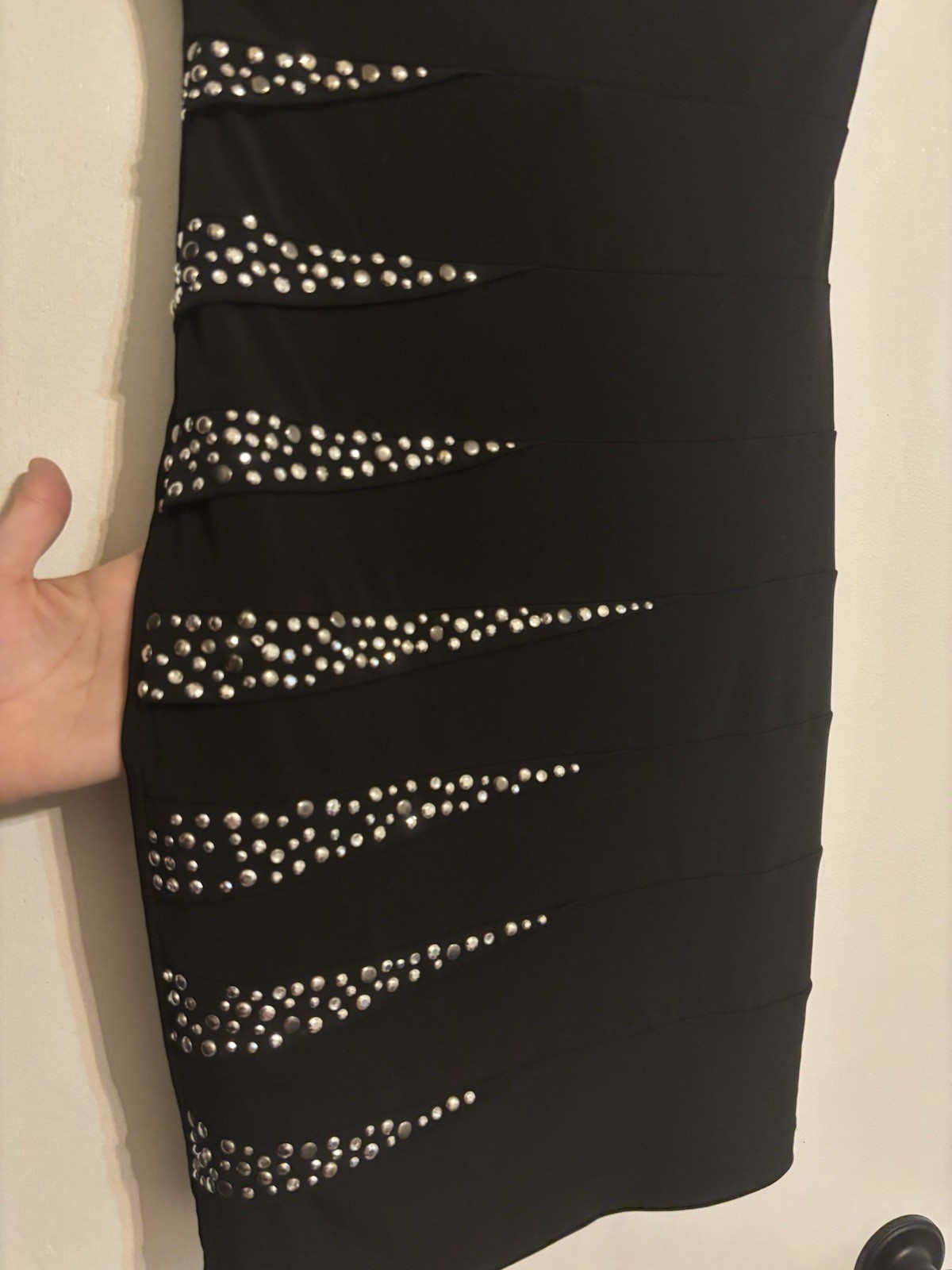 City Studio Black Rhinestone Mini Dress Bodycon