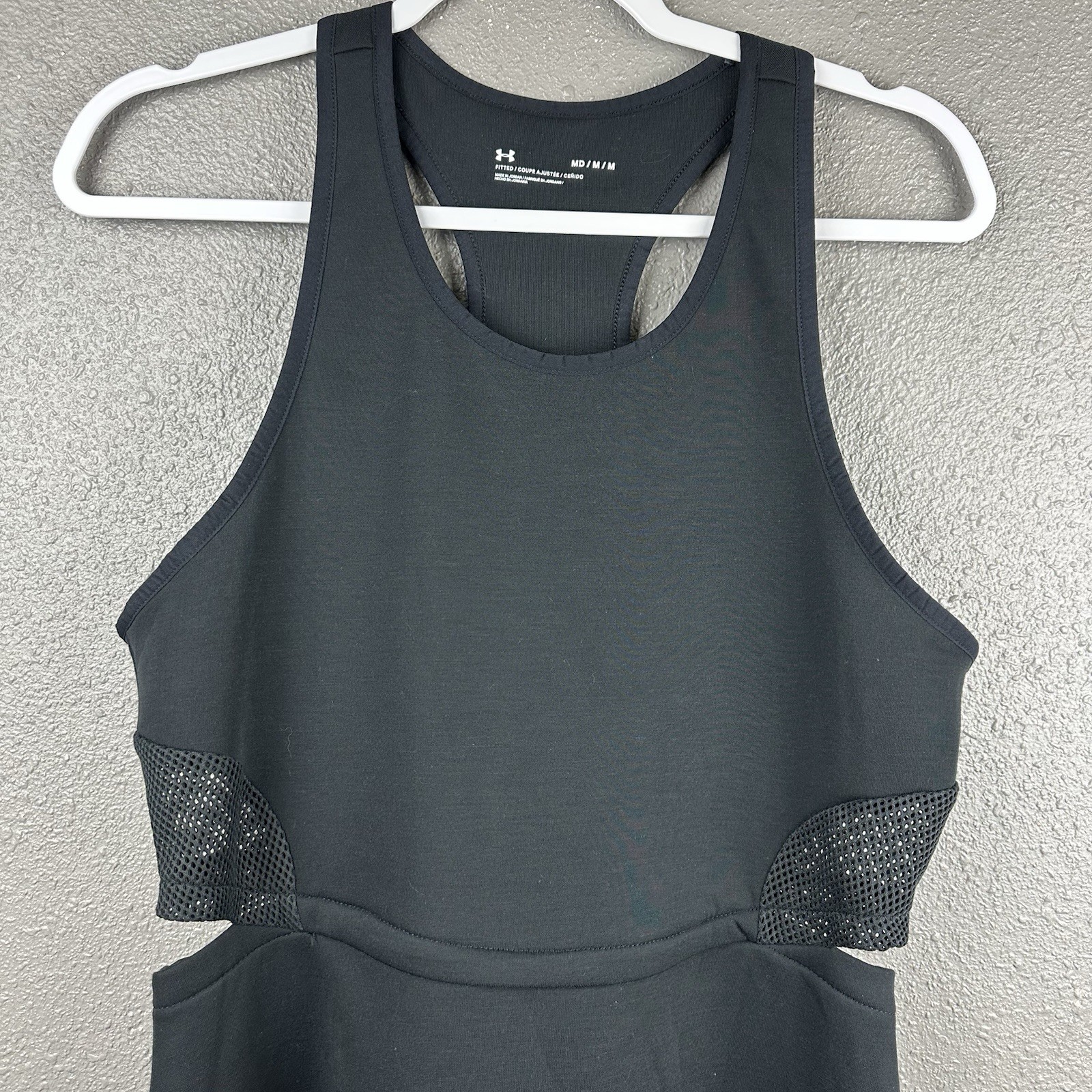 Under Armour Black Sleeveless Athletic Dress Cutouts, Mesh, Logo Size Medium