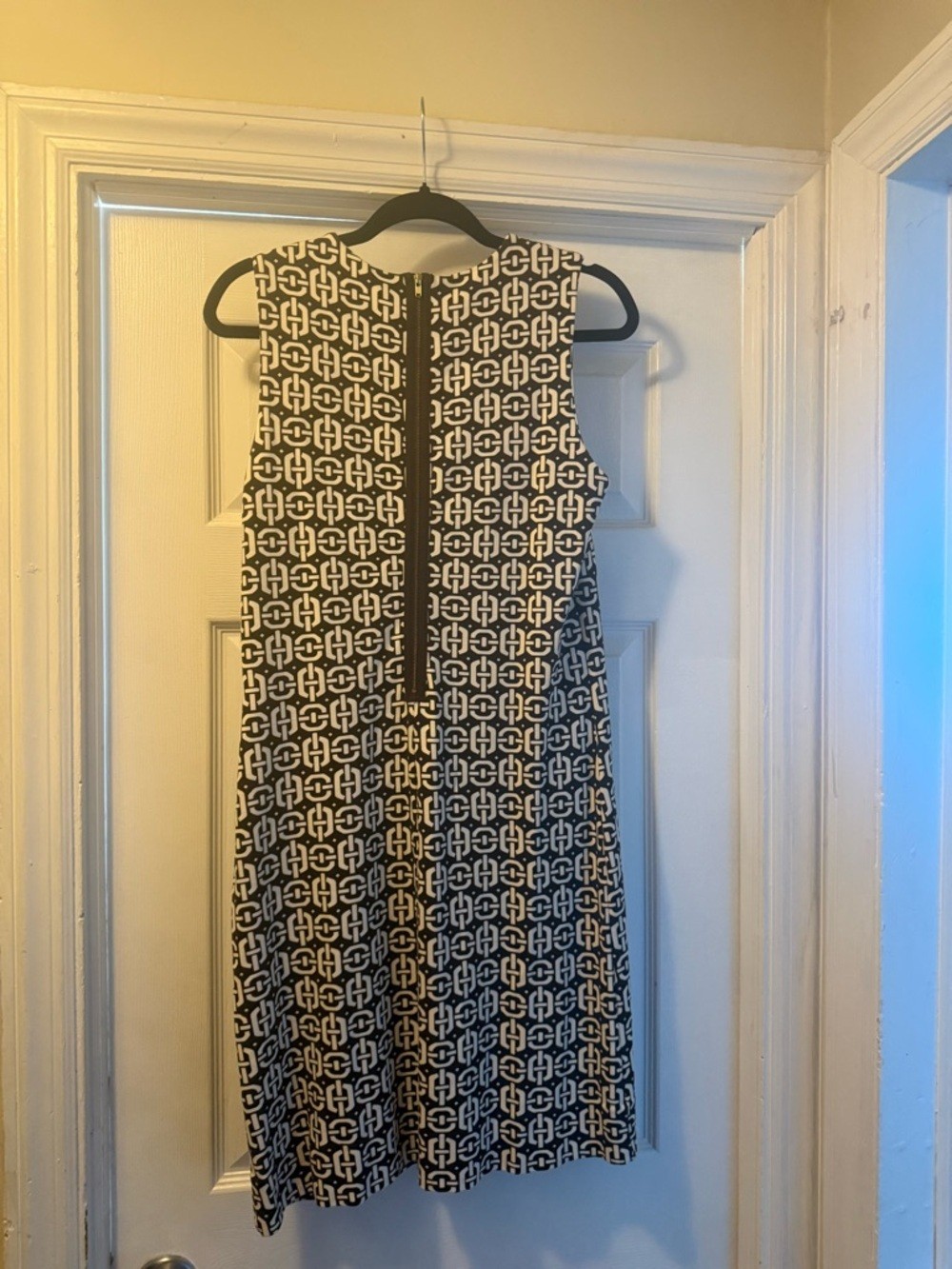 Banana Republic Brown & White Geometric Dress