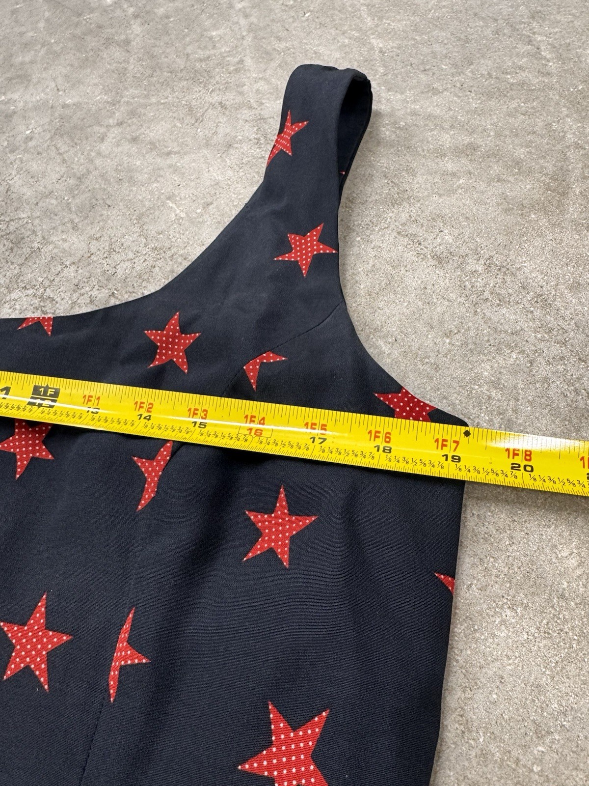 Finity Studio Sleeveless Mini Dress Navy W/Red Star Print Size 14