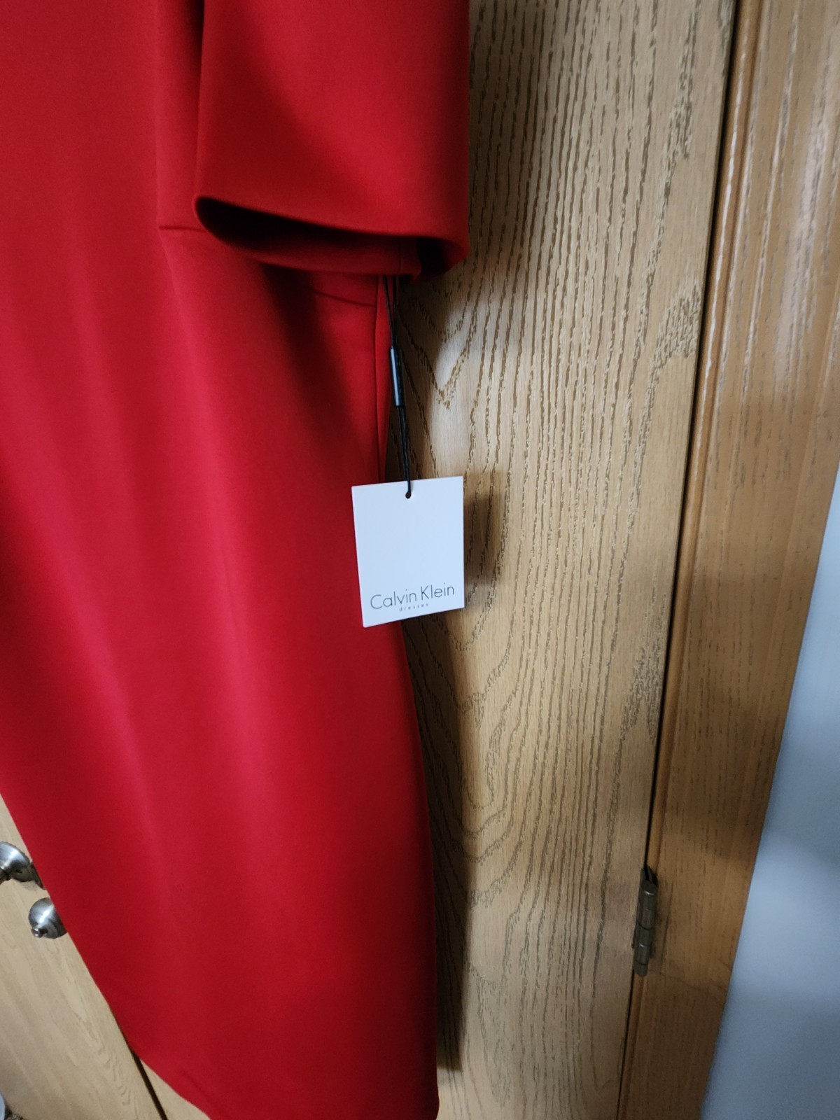 Calvin Klein Womens Size 14 Red Solid Sheath Cold Shoulder Knee Zip Dress