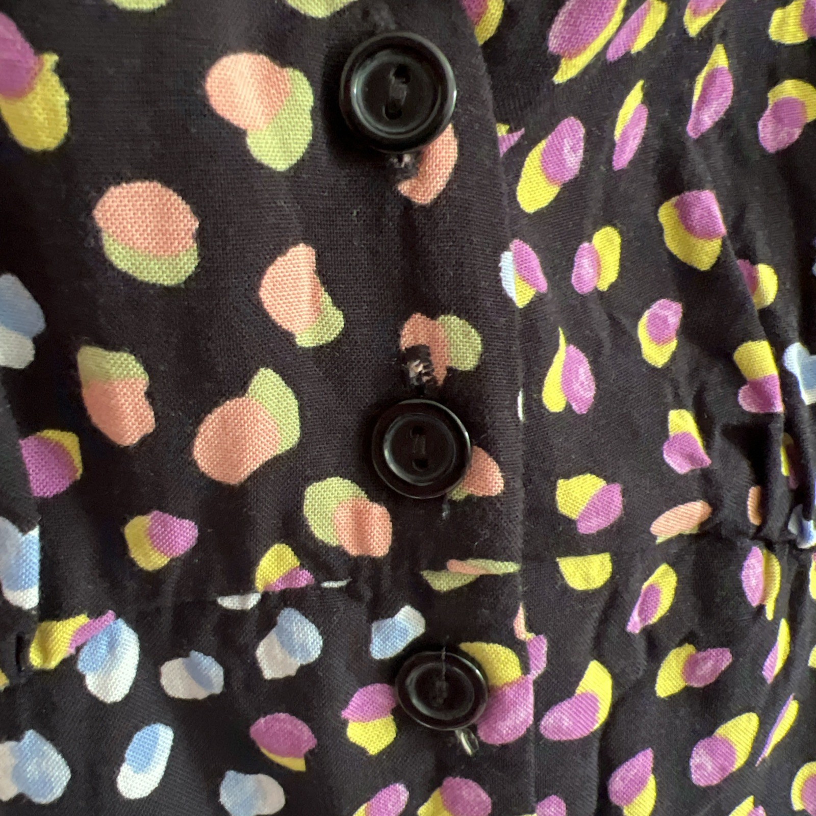 Nobody’s Child Black Dot MultiColour Midi Dress Button Down Sleeveless 8 viscose