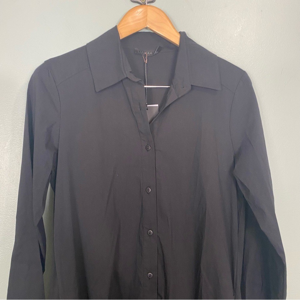 Luukaa Black Button Down Midi Dress Tule Size 10