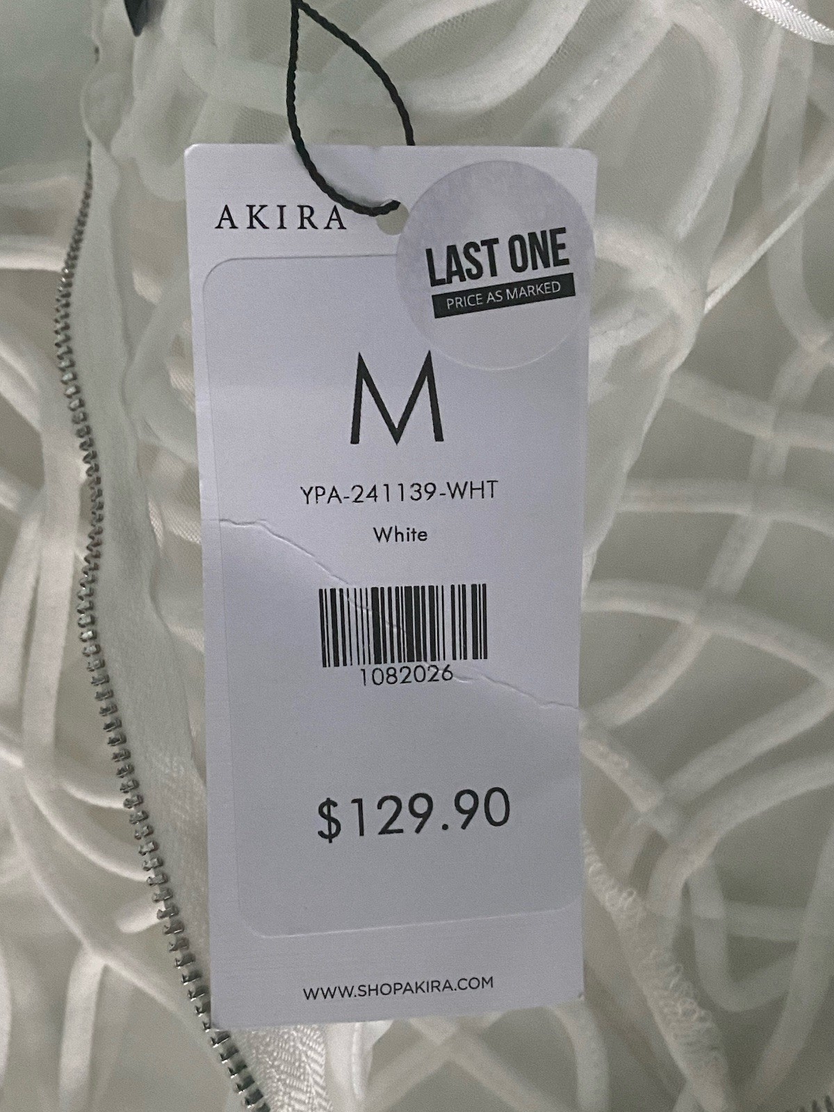 Akira M White Maya Abstract Structured Embroidered Corded Swirling Midi Dress