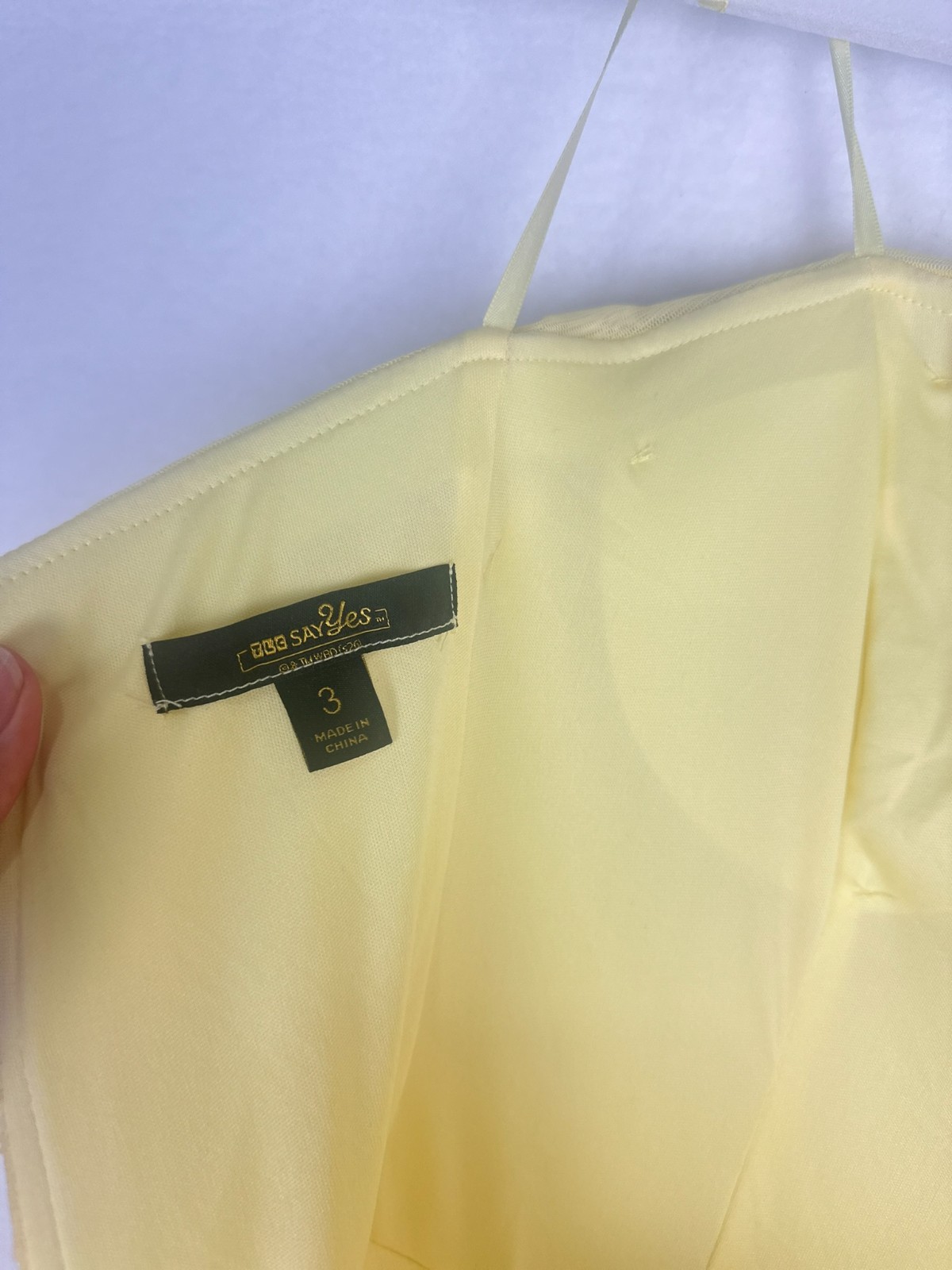 Say Yes Strapless Ball Gown Juniors 3 Yellow Ruffled Rosette Lace Up FLAW