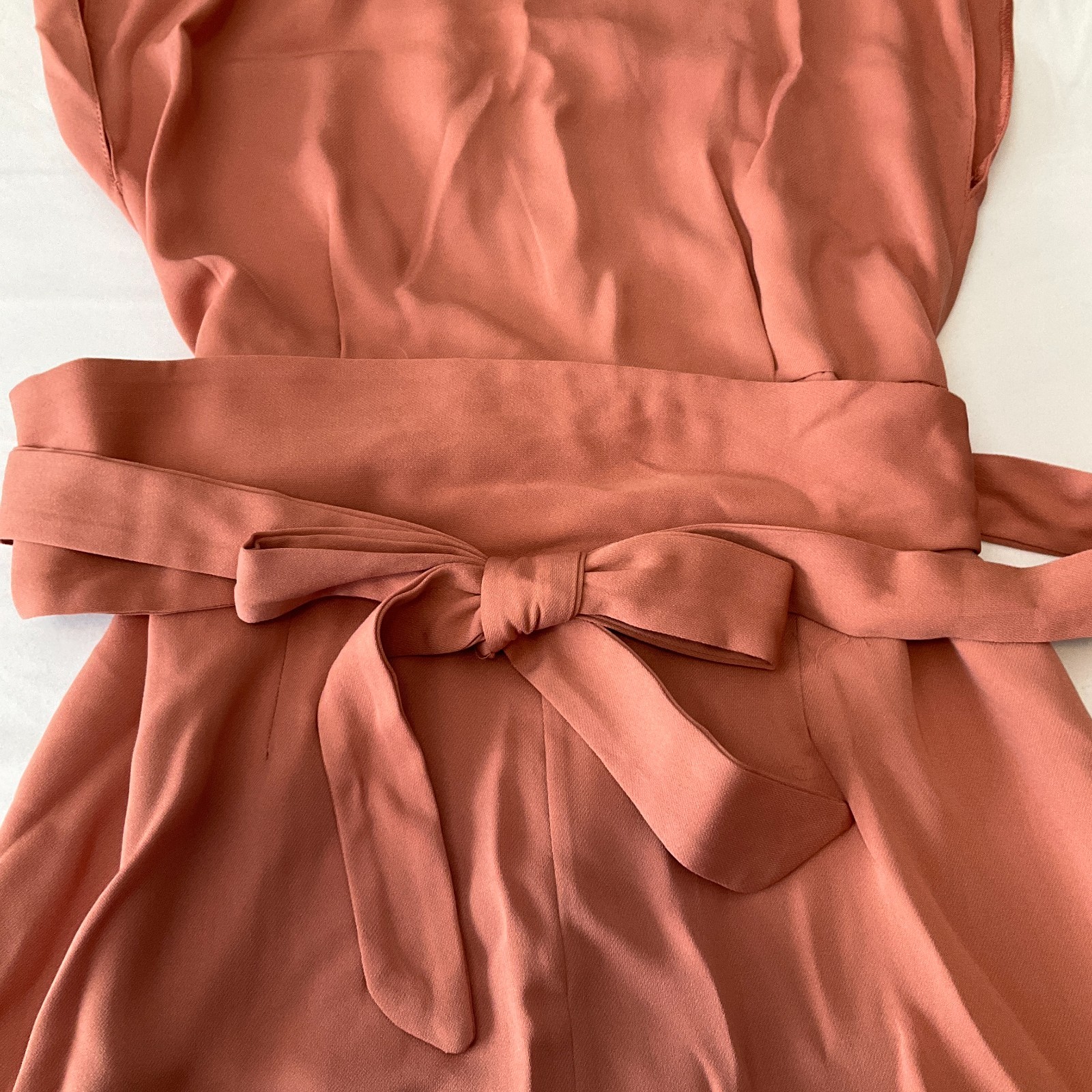 Asos Design Mini Dress Womens Size 4 Peach Belted Sleeveless Stretch Zip