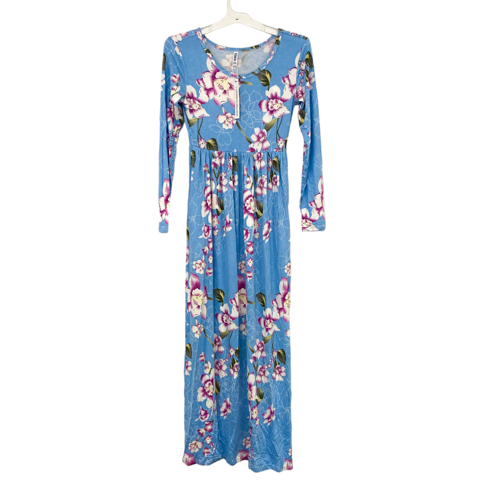 Viishow Womens Size XS Long Sleeve Casual T-Shirt Dress Floral Blue