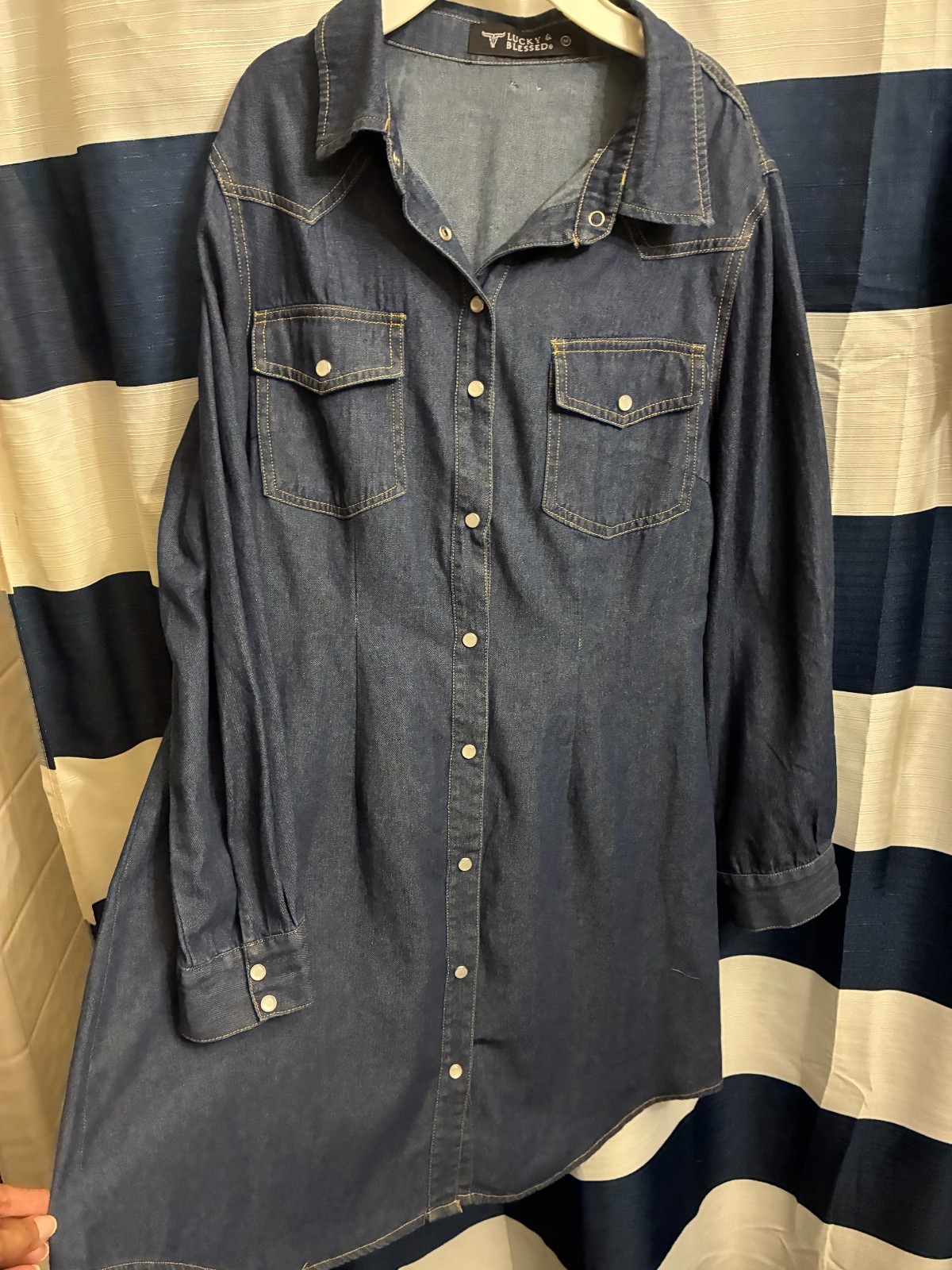 women pearl snap denim western dress