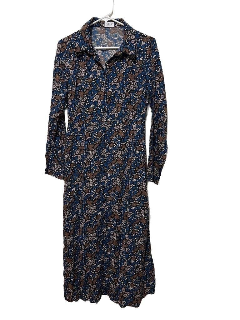 An’ge Mantry Floral Print Long Sleeve Button-Down Midi Dress