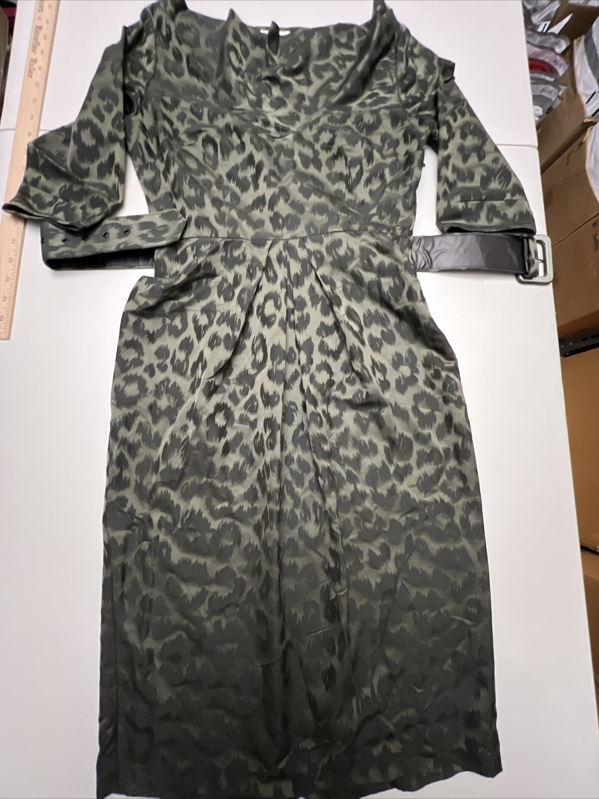 LEONA EDMISTON FROCKS DRESS XS Animal Print Belted AUSTRALIAN DESIGNER