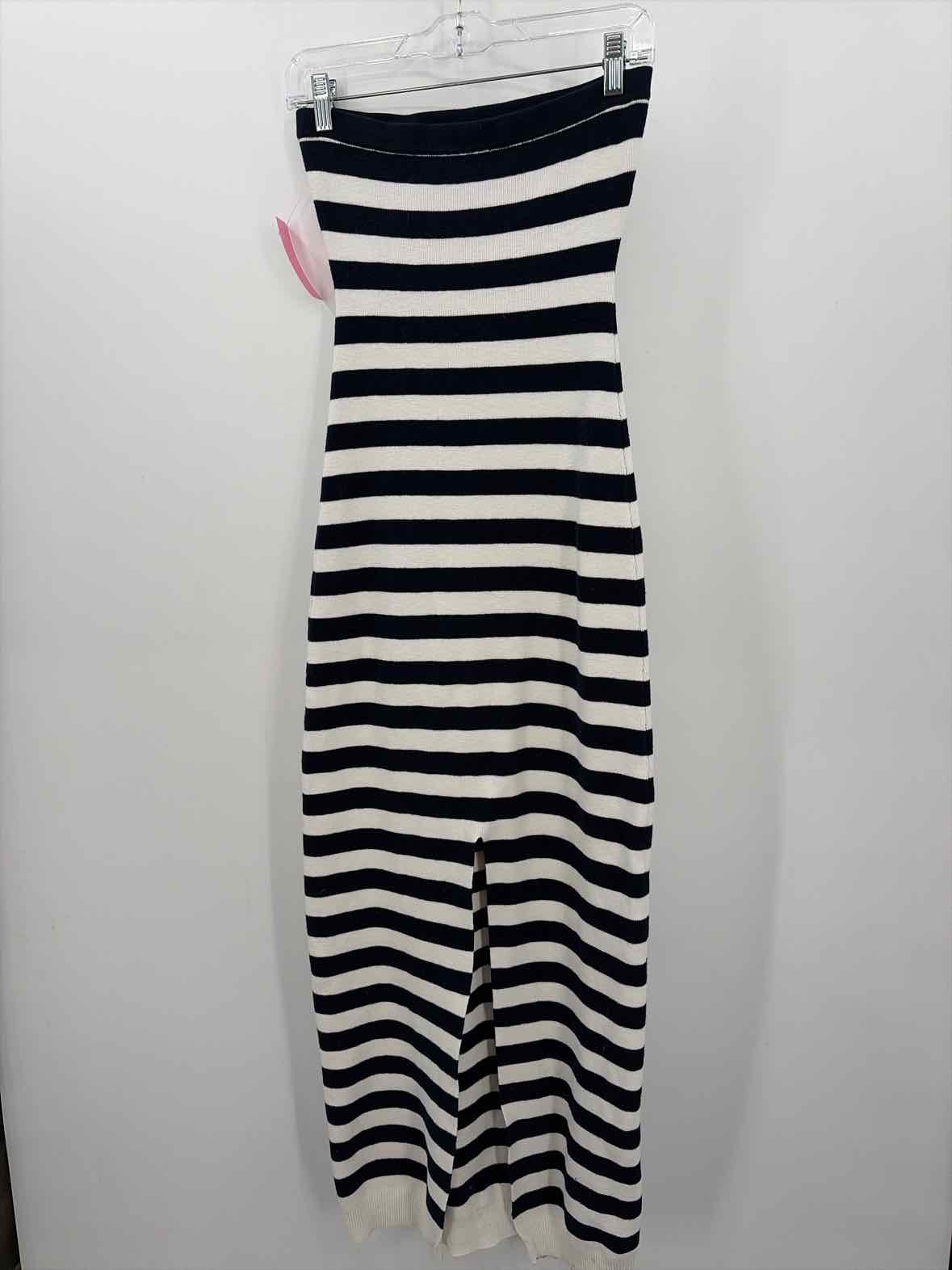 Pre-Owned Grlfrnd White Size Medium Stripe Maxi Strapless Dress